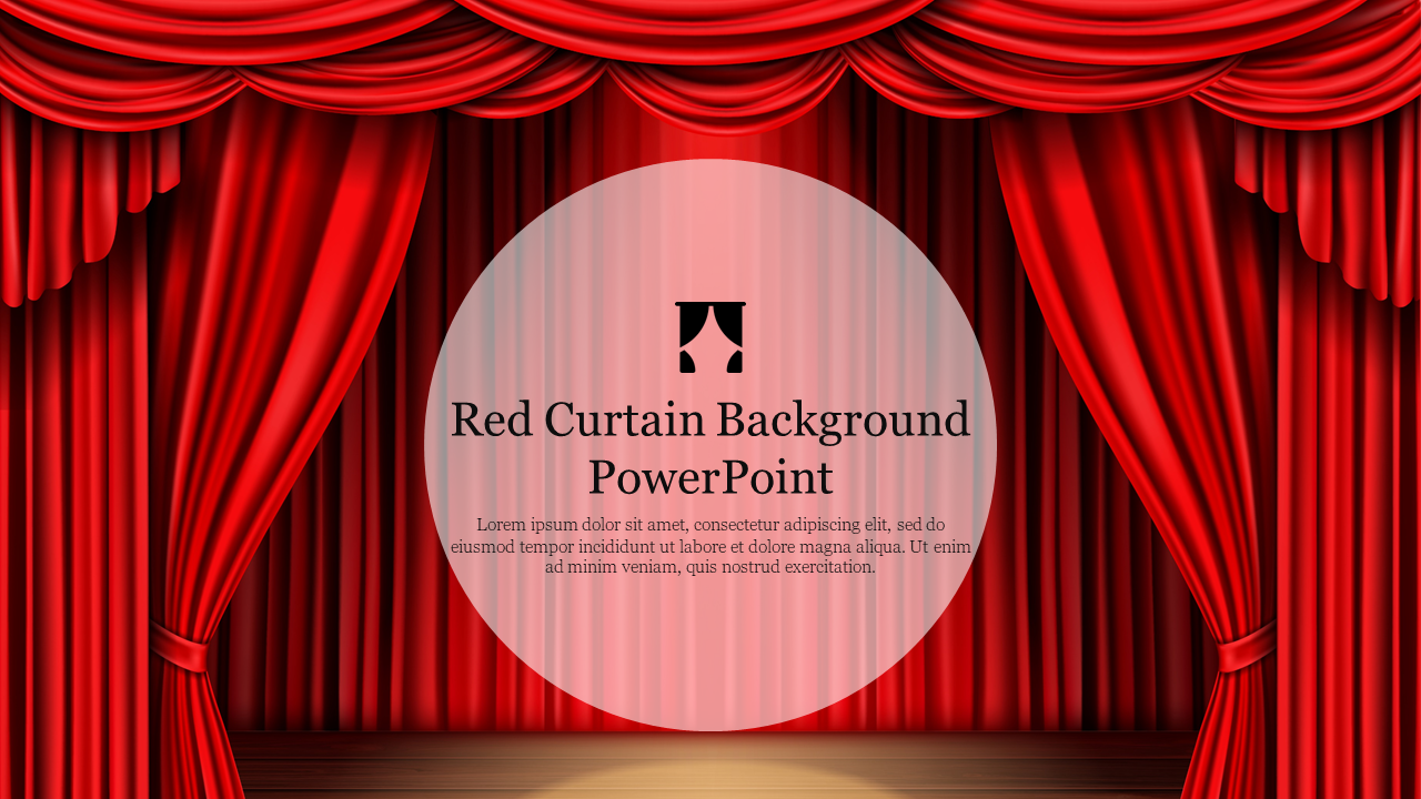 Effective Red Curtain Background PowerPoint Template 